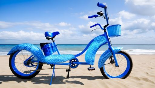 A beach cruiser made from recycled plastic bottles.